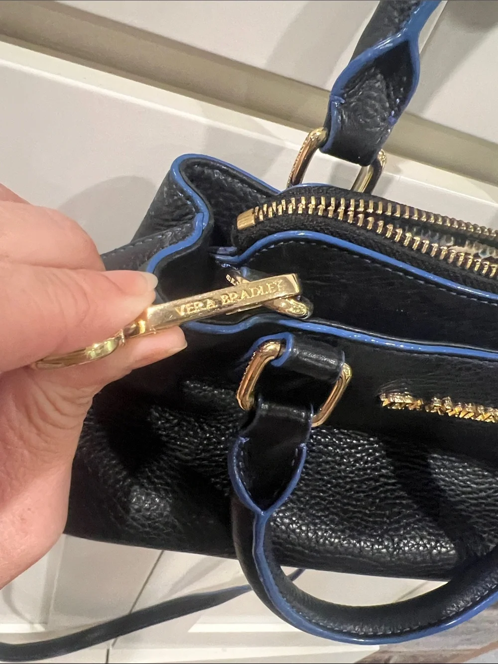 Vera Bradley Leather Emma Mini Crossbody In Black
